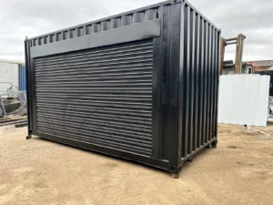 Secure steel container with roller door