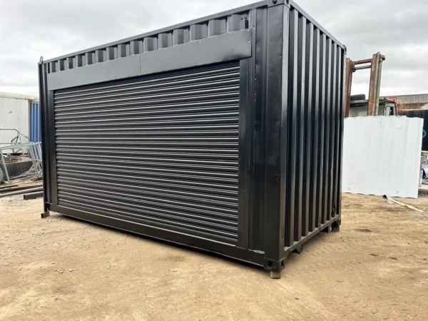Secure steel container with roller door