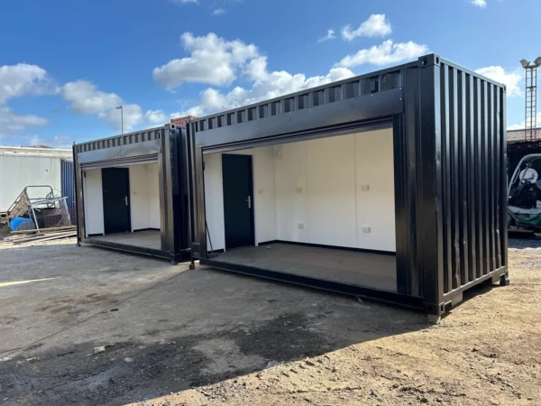 Weatherproof roller shutter shipping container